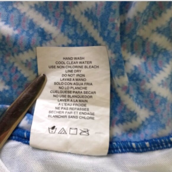 Dune Deck Women's Blue Chevron Tankini NEW Sz US 12 Cutout contrast trim Stretch - Picture 8 of 9